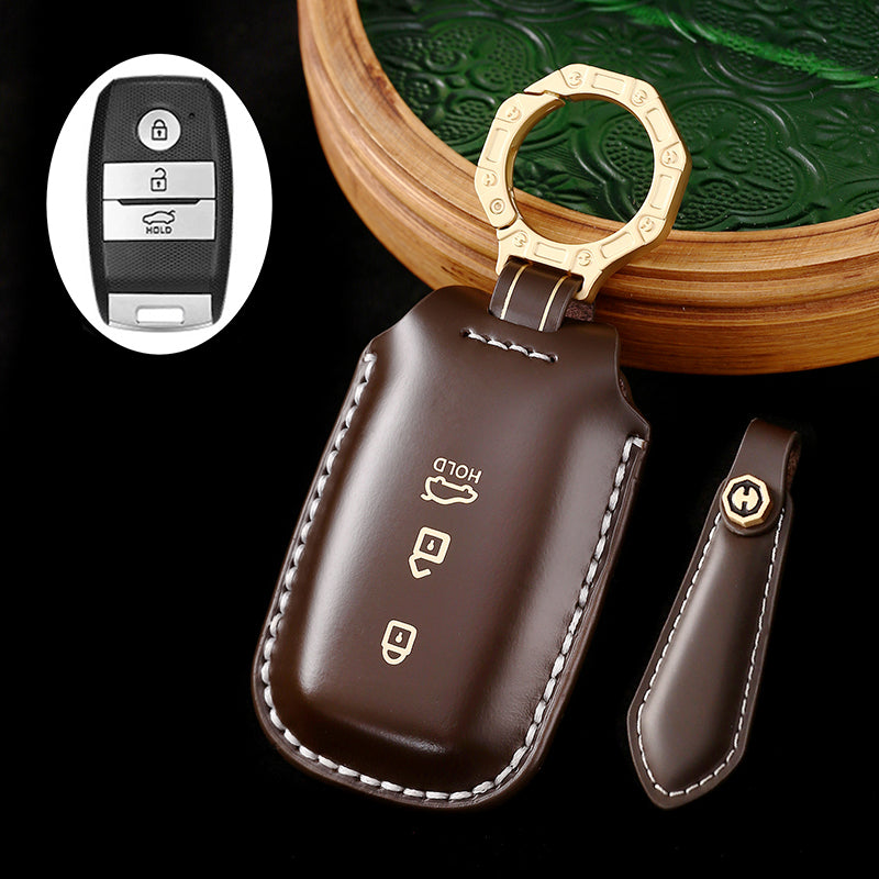 Leather Key Fob Case for KIA K3, KX3, Sorento, Forte – 3-Button Key Holder Keychain Case Accessories