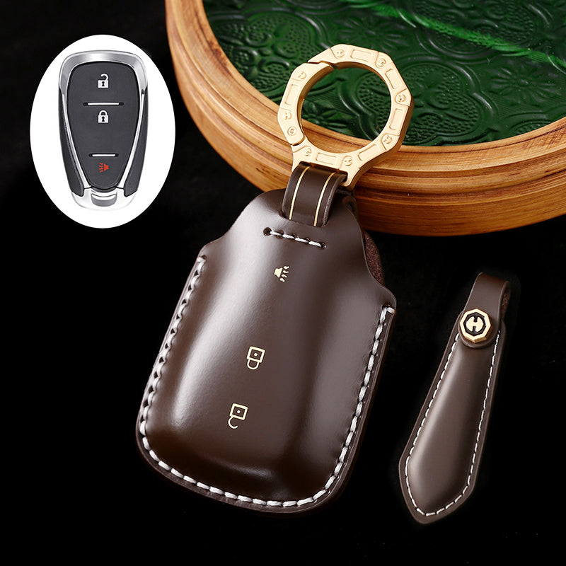 High-End Leather Key Cover Compatible with Chevrolet Malibu, Trailblazer, and Cruze