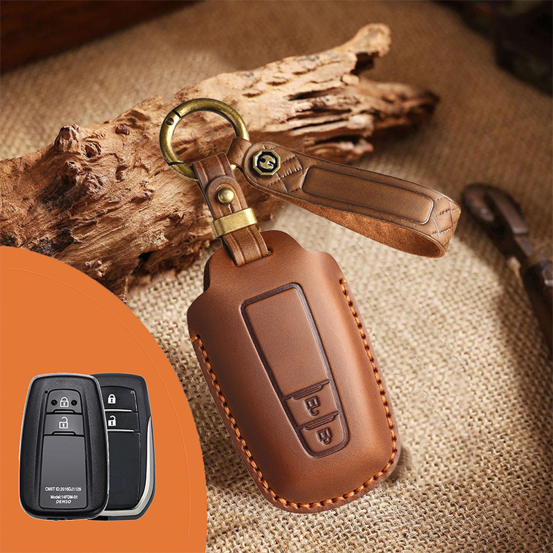 Genuine Leather Key Fob Cover for Toyota