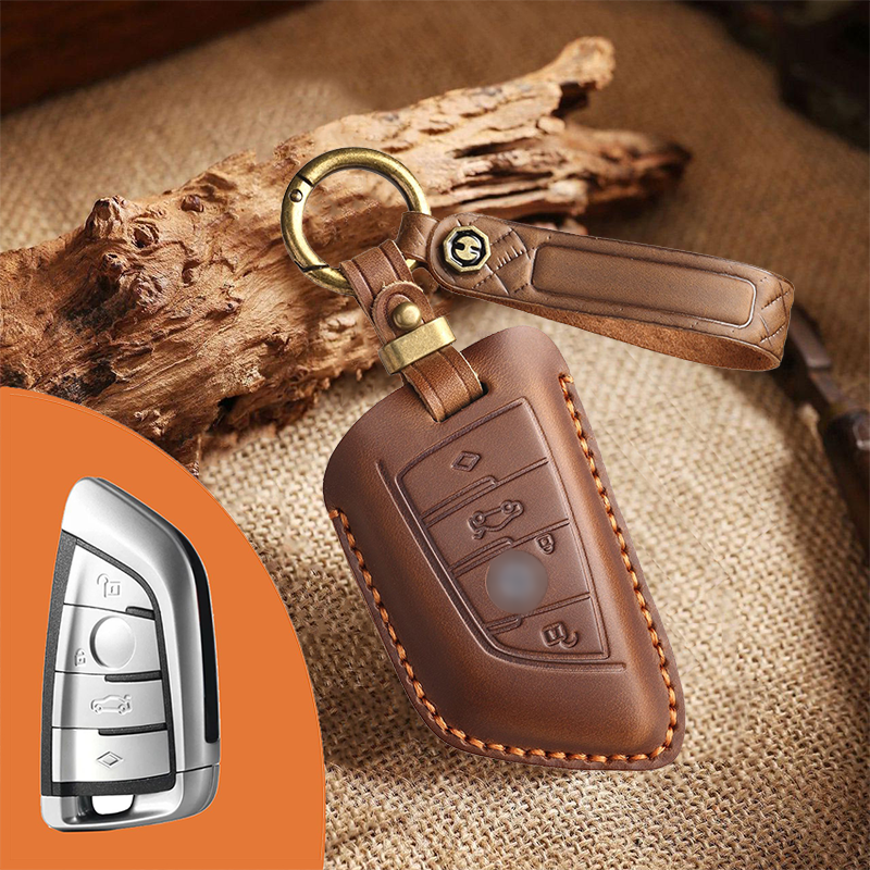 Genuine Leather Key Fob Cover for BMW