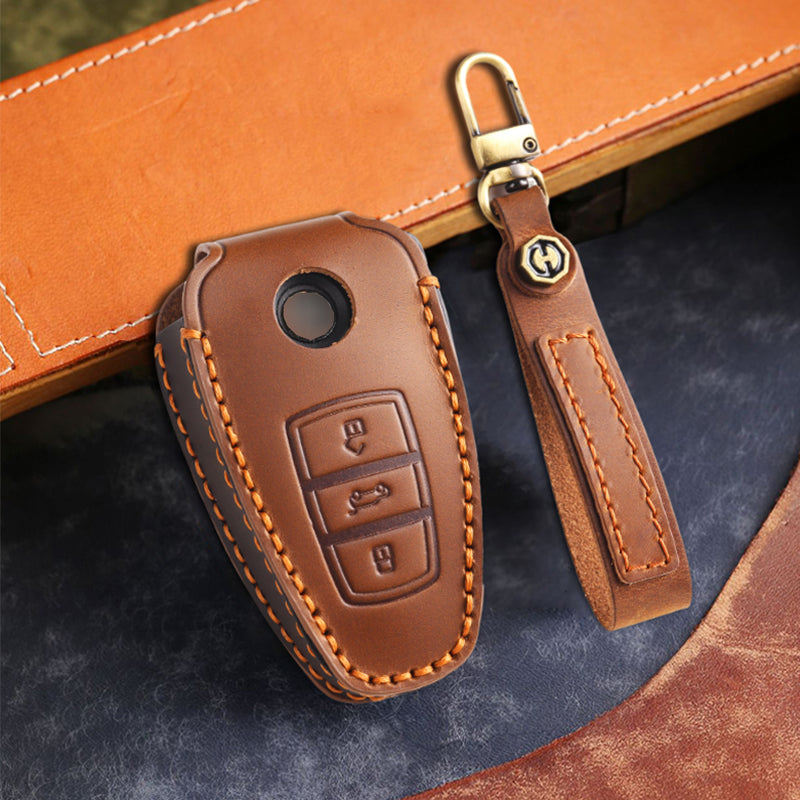 Genuine Leather Key Fob Cover for All 3-Button Volkswagen Key Fobs