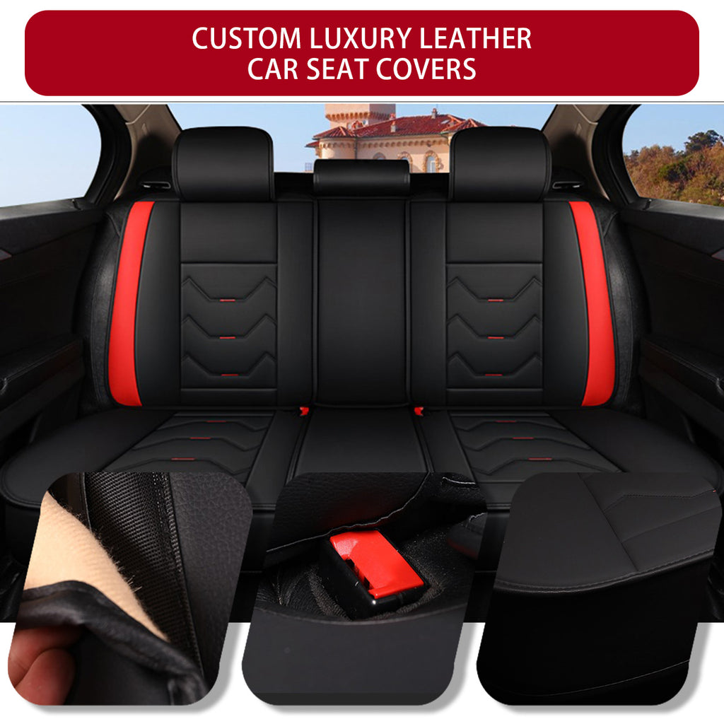 Full Set Car Seat Covers, Universal Leather Waterproof 5-Seat Protector – Front & Back Coverage for Most Sedans, SUVs & Trucks