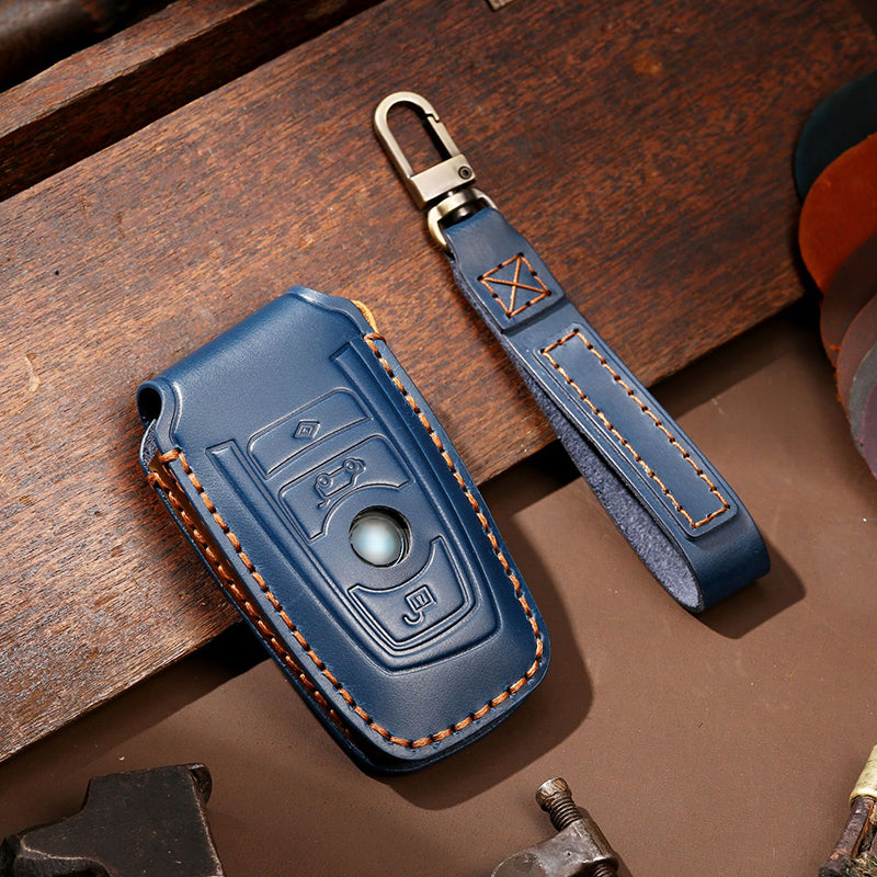 Leather Smart Car Key Protective Cover for BMW 3 5 7 Series x1 x2 x3 x4 x5 x6 x7 and Other Models