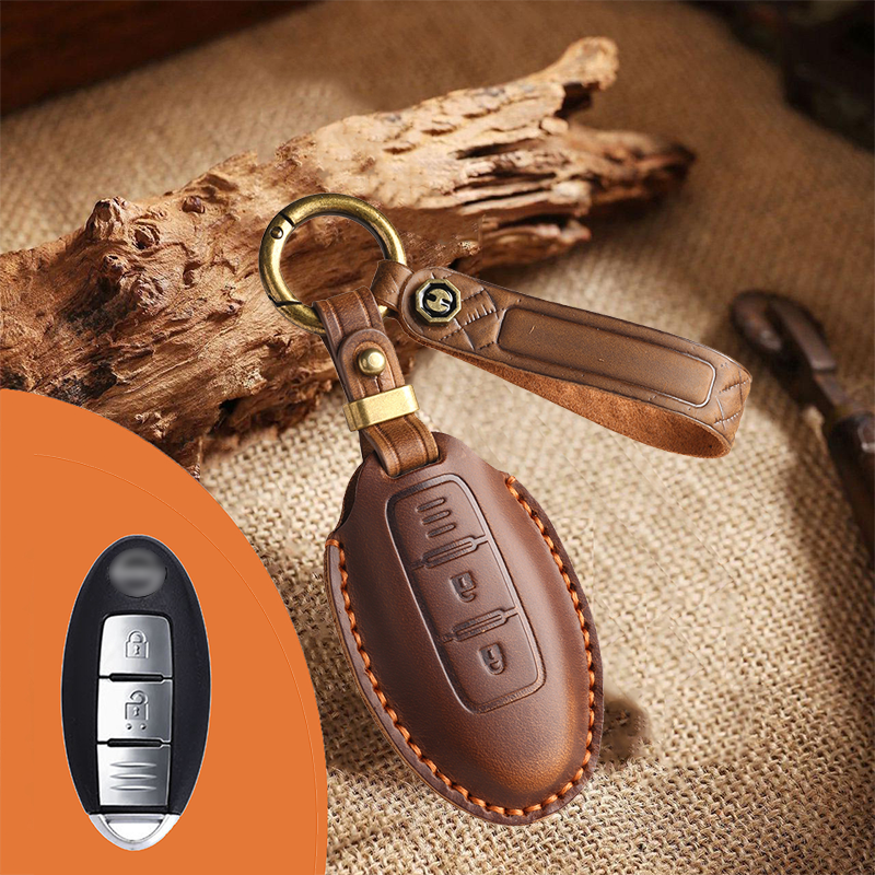 Genuine Leather Key Fob Cover for Nissan (3-5 Button)