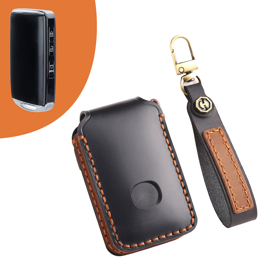 Leather Smart Car Key Cover Case for Mazda 3, Mazda 6, CX-3, CX-5, and CX-9