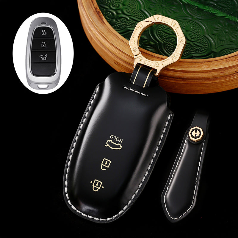 Genuine Leather Key Fob Cover for Hyundai