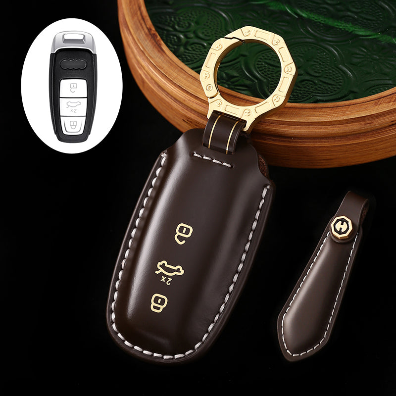 Handmade High-end Cowhide Key Protection Cover, Suitable for Audi A8, A4L, and A6L