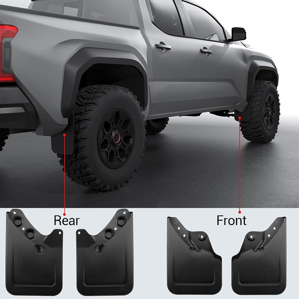 No-Drill Mud Flaps for 2005-2025 Toyota Tacoma 4-PC Heavy-Duty Splash Guards Set