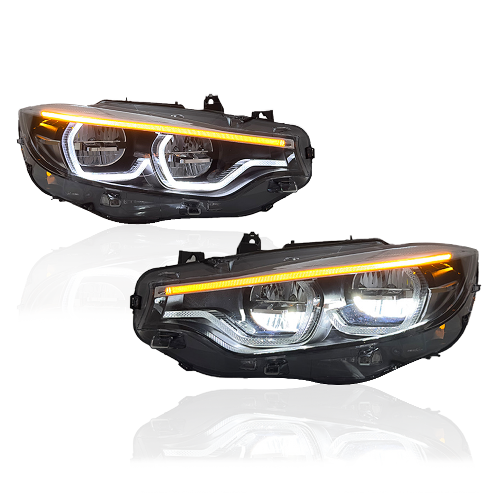 GTS Style LED Headlights for BMW 4-Series 2013-2020 F32 F82 F36 with Yellow DRL