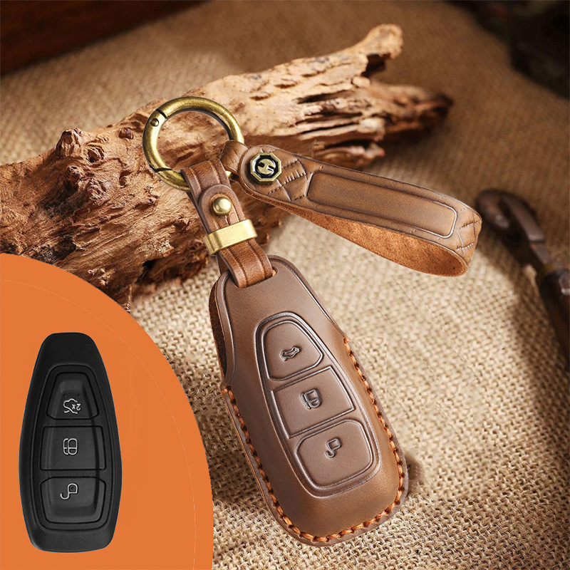 Genuine Leather Key Fob Cover for Ford (3-5 Buttons)