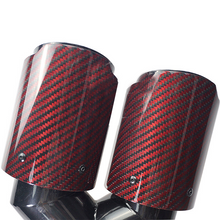 Load image into Gallery viewer, Red Carbon Fiber Glossy Y-Shaped Muffler Tips - 2.6″ IN/3.98″ OUT - Universal Fit