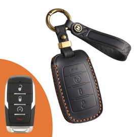 Genuine Leather Key Fob Case Compatible with Dodge RAM 1500, 2500, 3500, 4500, 5500 Pickup Trucks