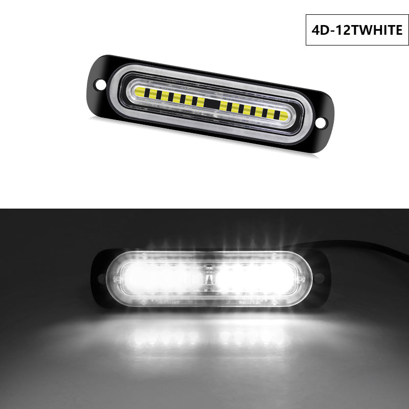 8pcs 12 LED Synchronous Function Emergency Strobe Grille Lights, Ultra-Thin Surface Mount Hazard Warning Flasher Chasing Lights