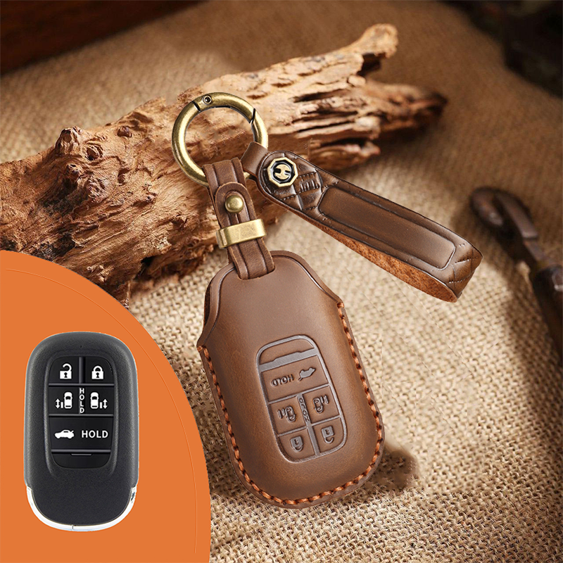 Genuine Leather Key Fob Cover for Honda