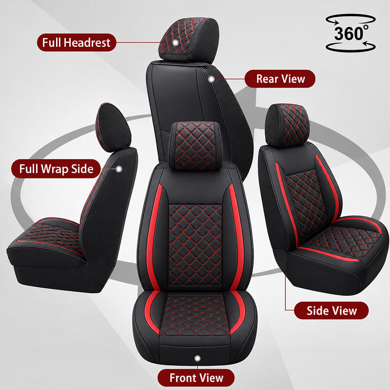 Custom Fit Leather Seat Covers for Chevy Silverado & GMC Sierra 1500 2500HD 3500HD (2007-2026) Full Set