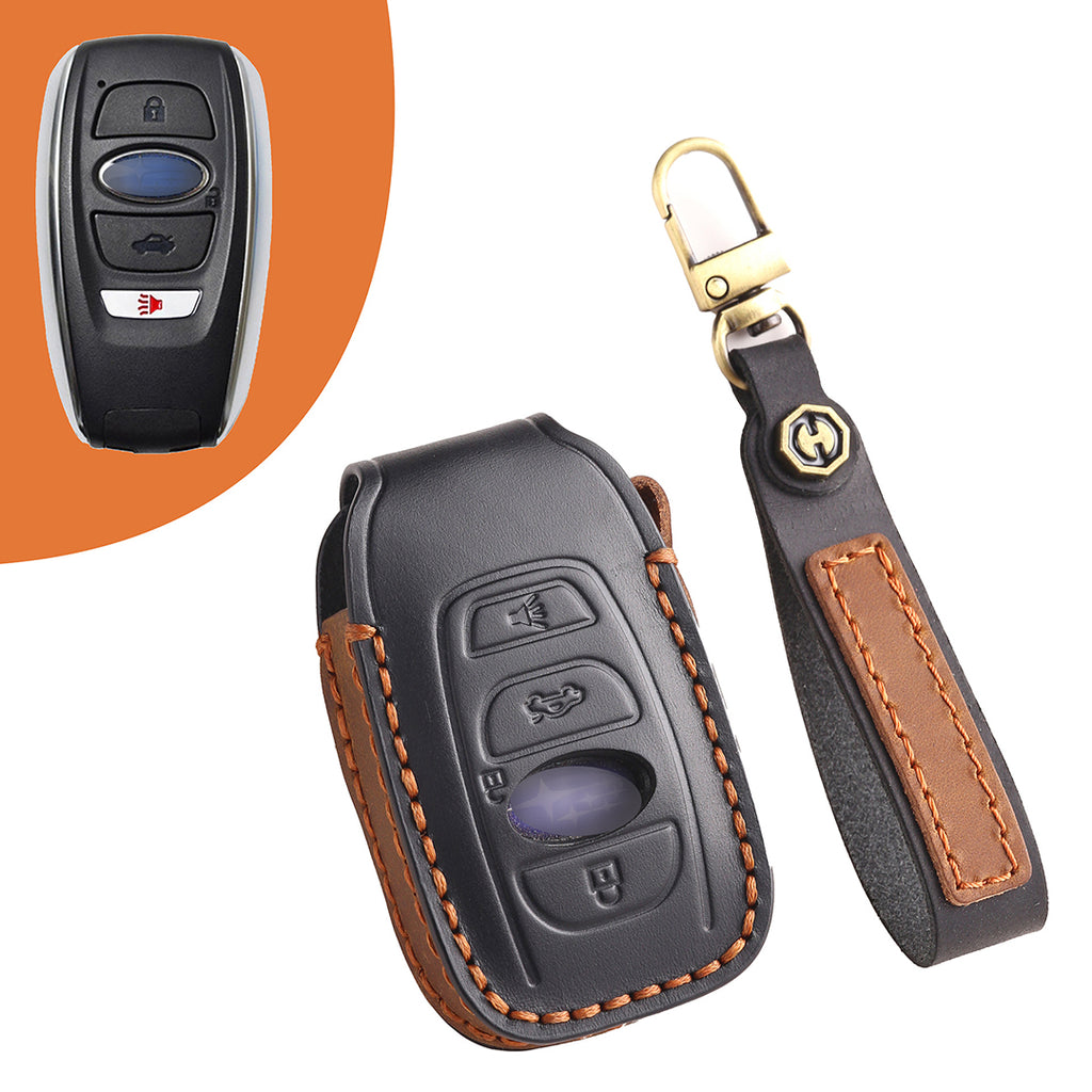 Leather Smart Car Key Cover Case for Subaru Outback, Forester, Impreza, Legacy, and XV