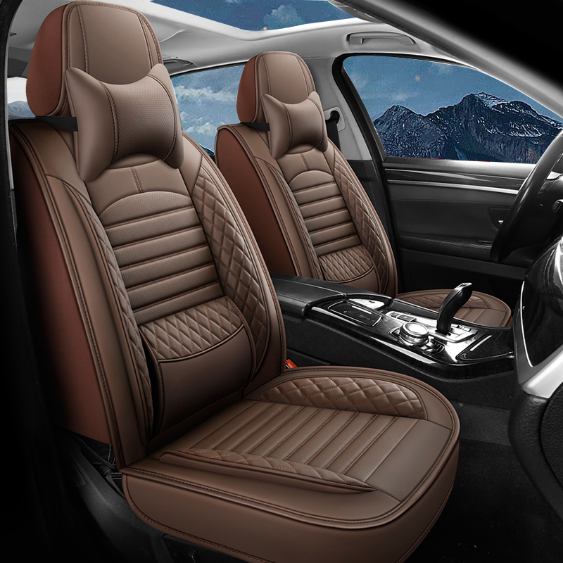 Universal Leather Car Seat Covers With Lumbar Support Fit for Most Cars