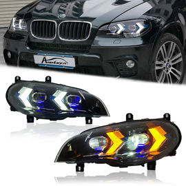 LED Headlights For BMW X5 E70 2007-2013 Double Lens Arrow Style Assembly Pair