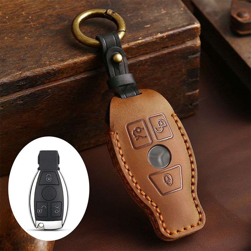 Suitable For Mercedes-Benz C-Class E-Class/GLK/R350/GL/GLC High-End Protection High-Quality Leather Key Cover