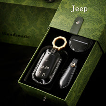 Load image into Gallery viewer, Leather Key Fob Cover, Compatible with Jeep Grand Cherokee, Renegade, Compass, and Chrysler