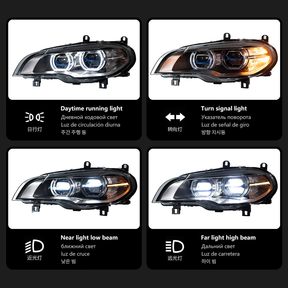 LED Headlights For BMW X5 E70 2007-2013 Facelift Style Assembly Pair