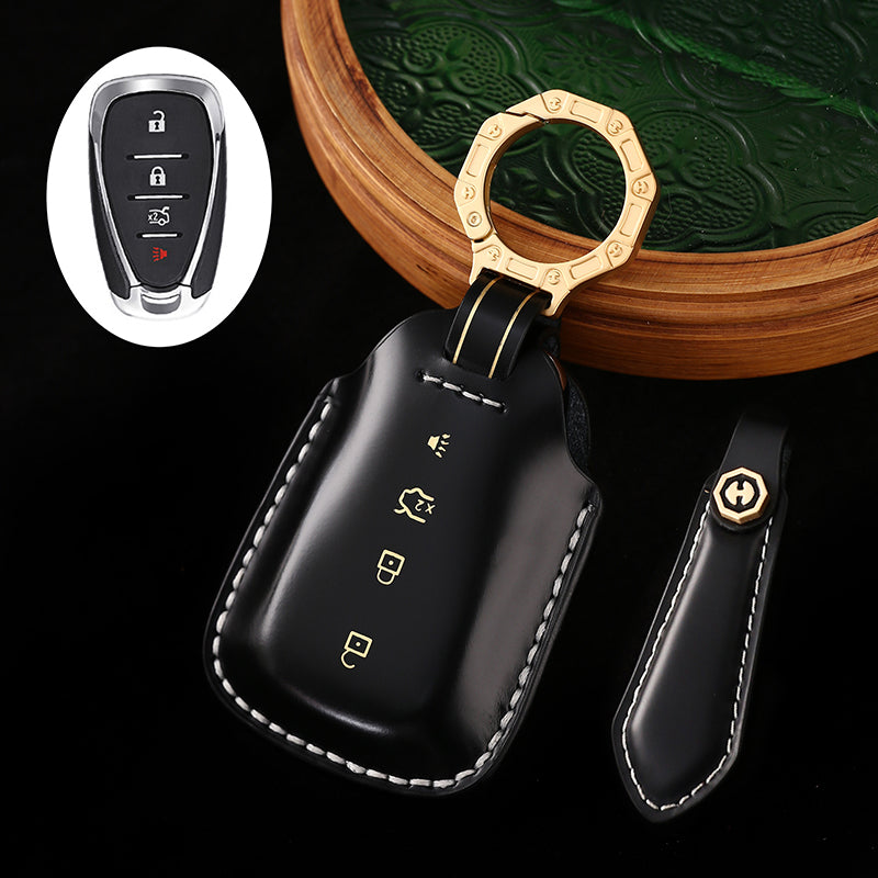 High-End Leather Key Cover Compatible with Chevrolet Malibu, Trailblazer, and Cruze