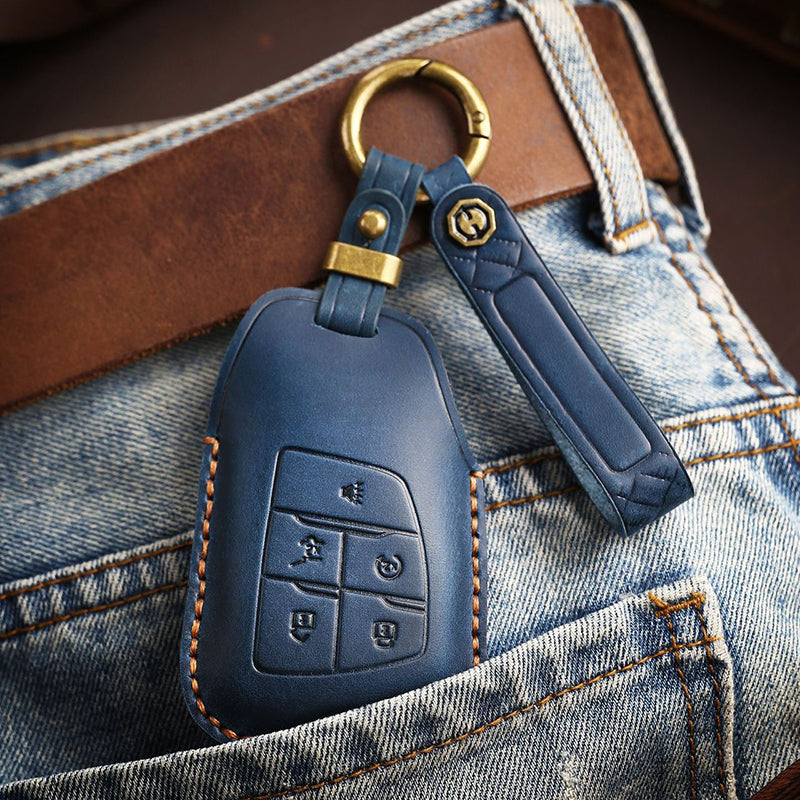 Genuine Leather Key Fob Cover for Buick (3-6 Button)