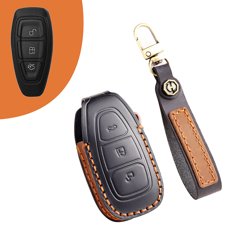 Genuine Leather Key Fob Cover for Ford Series (3-5 Buttons)