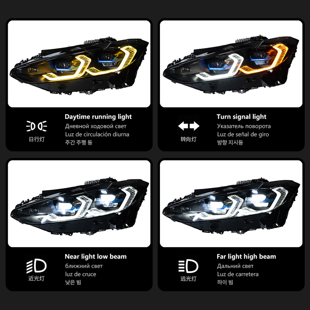 Laser Style Headlights for BMW 4 Series G22 G23 G26 M3 M4 (2021 - Present) Assembly Upgrade, Amber DRL