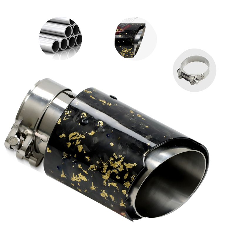 Universal Carbon Fiber Forged Pattern Exhaust Tip - Multicolor Stainless Steel Tailpipe Upgrade