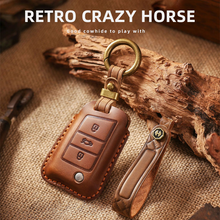 Load image into Gallery viewer, Vintage Handmade Luxury Leather Key Fob For All Volkswagen Models