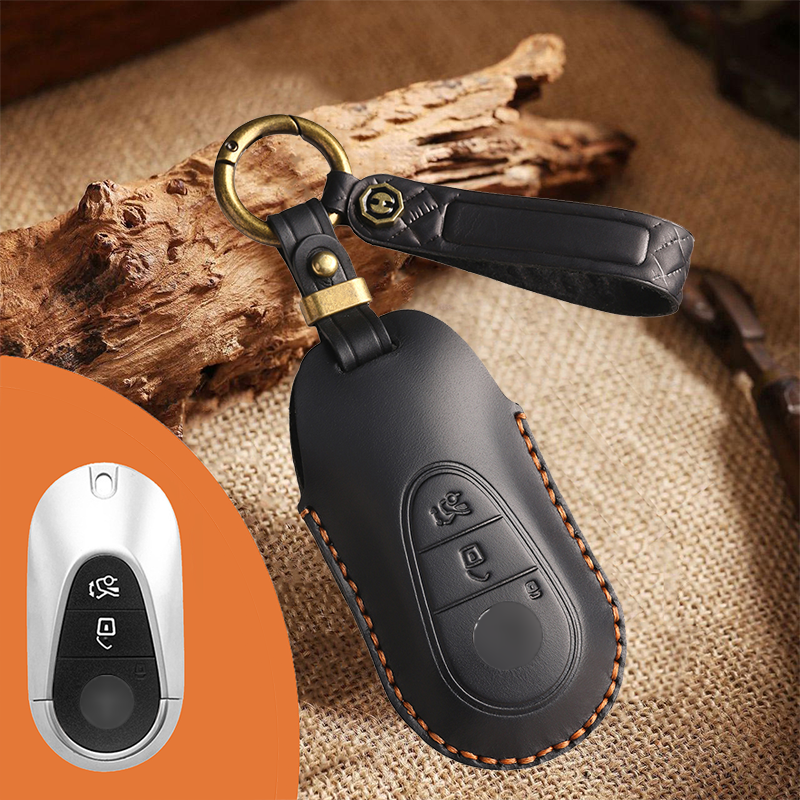 Genuine Leather Key Fob Cover for Mercedes-Benz