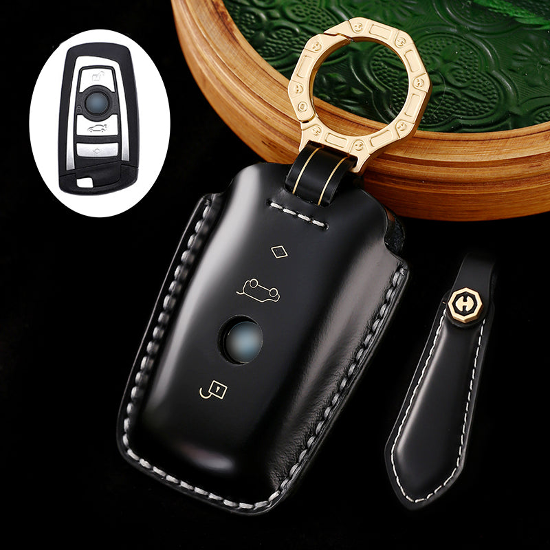 High-Quality Leather Car Key Cover, Suitable for BMW 5 Series, 7 Series, and Other Models