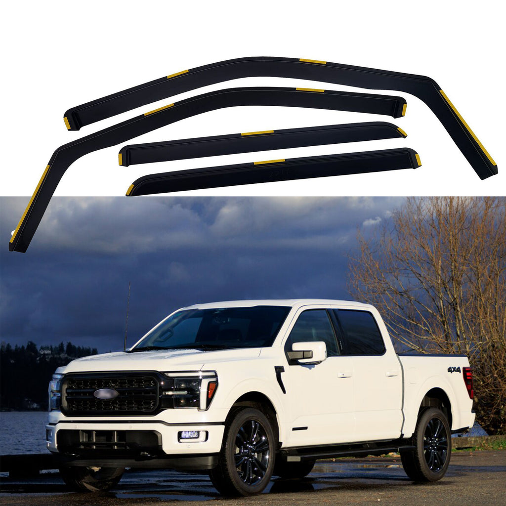 In-Channel Side Window Deflectors / Window Visors for Ford F-150 (2009–2024) – Hidden Rain Guards for All-Weather Protection
