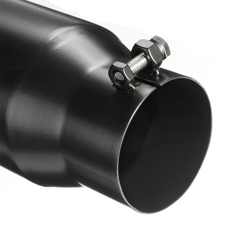 Universal Diesel Truck Angled Black 12 inch Bolt On Exhaust Tip 2.99-4.02 In 4.02-5.98 Out Stainless Steel