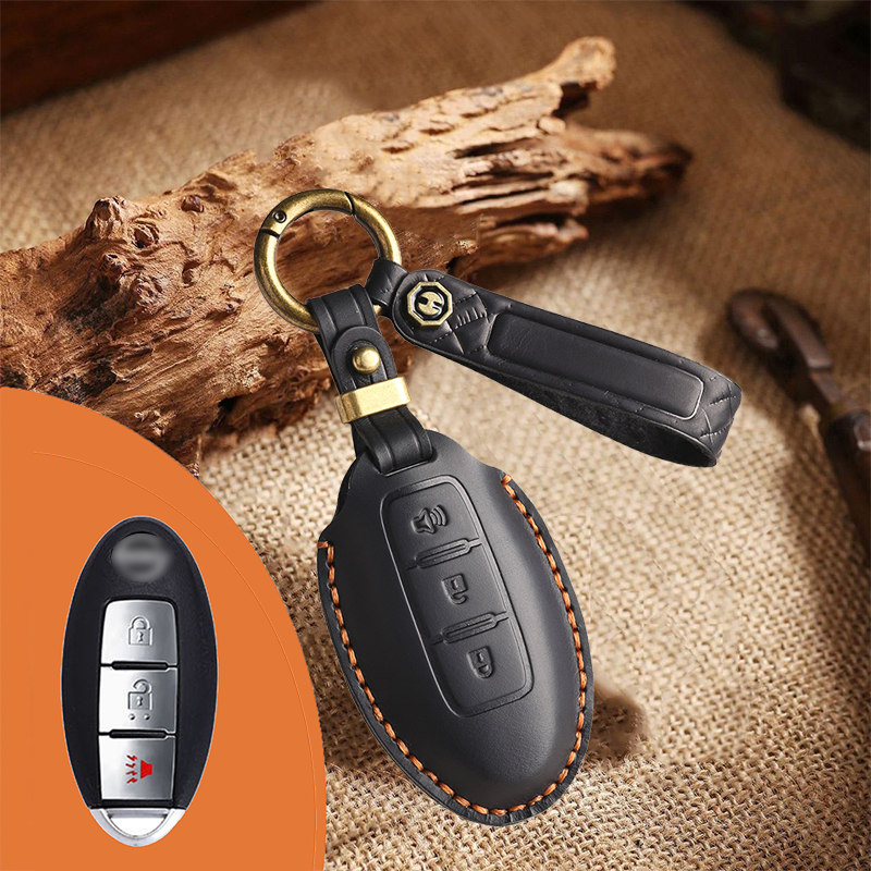 Genuine Leather Key Fob Cover for Nissan (3-5 Button)