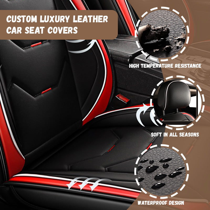 Full Set Car Seat Covers, Universal Leather Waterproof 5-Seat Protector – Front & Back Coverage for Most Sedans, SUVs & Trucks