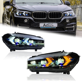 LED Headlights For BMW X5 F15 2014-2018 Double Lens Arrow Style Assembly Pair