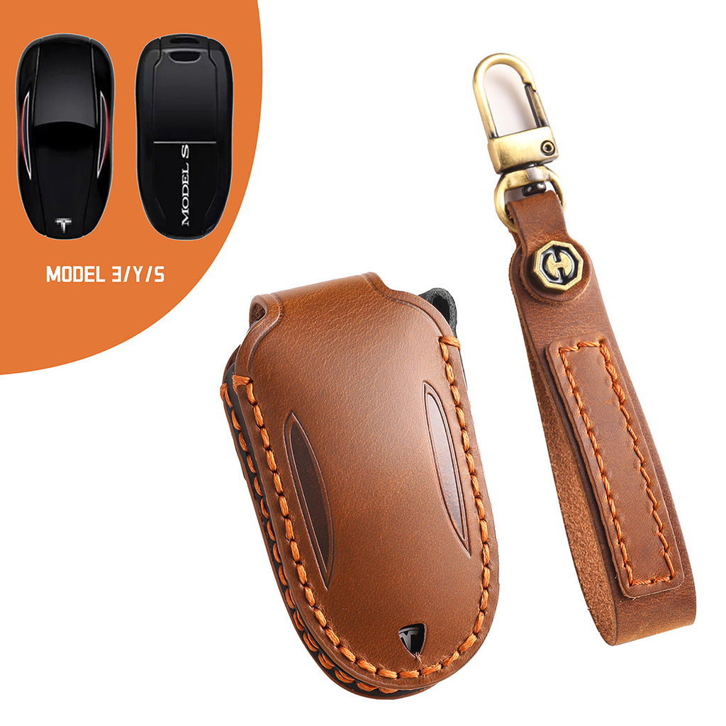 Suitable for Tesla Key Cover, Model3/Y/S/X Protection Cover Leather，Model 3 Card Protection Cover Leather