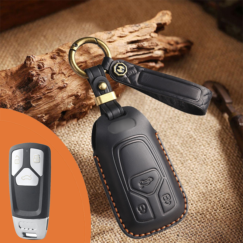 Genuine Leather Key Fob Cover for Audi