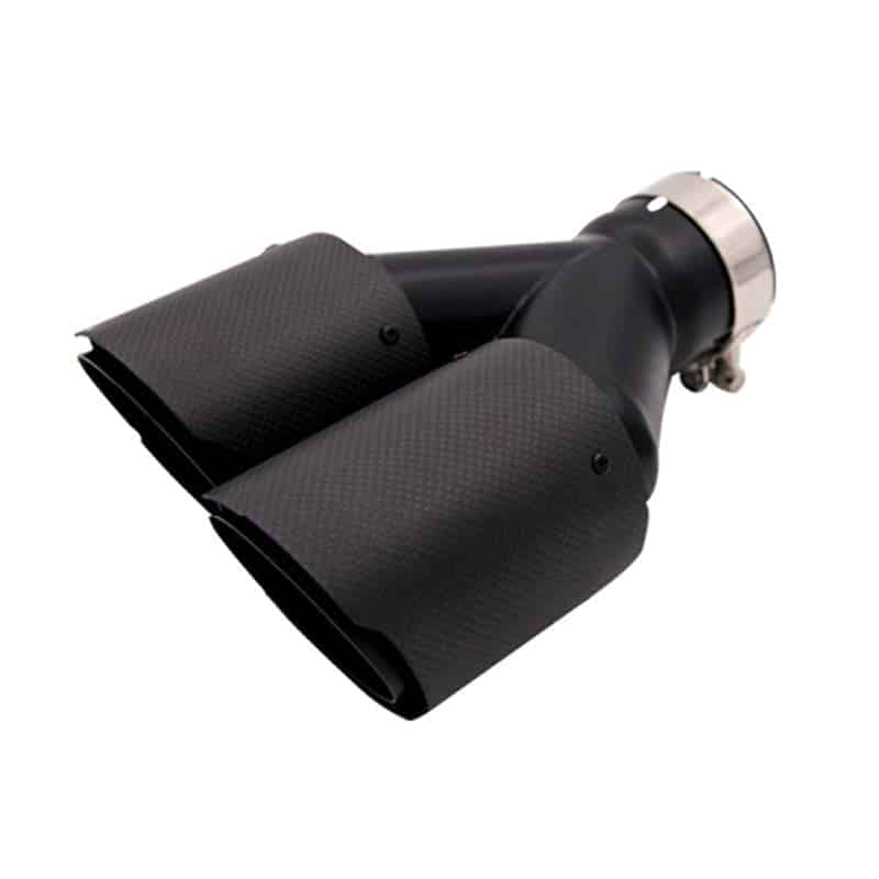 Car exhaust tip carbon fiber double row y-shaped exhaust tip black, inlet 63mm outlet 89mm