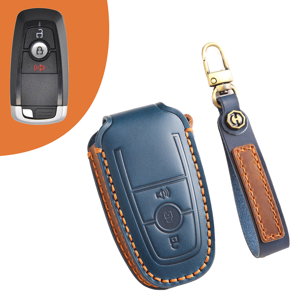 Premium Leather Keychain Protective Case for Ford Series [3-5 Buttons] - Keyless Remote Car Key Shell