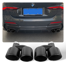 Load image into Gallery viewer, Universal Matte Black Stainless Steel Double Outlet Muffler Tip - Honeycomb Design Exhaust Upgrade