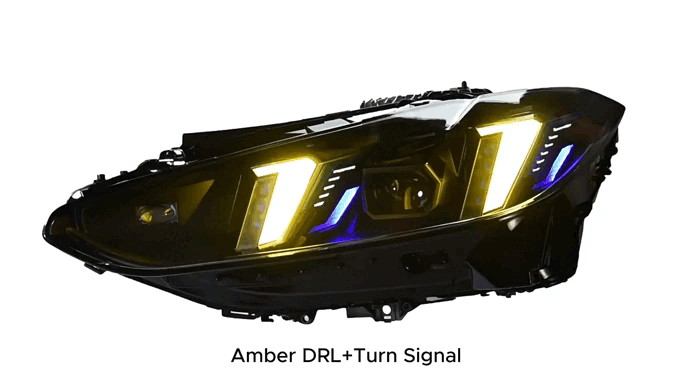 Snake Eyes Style Headlights for BMW 4 Series G22 G23 G26 M3 M4 (2021 - Present) Assembly Upgrade, Amber DRL
