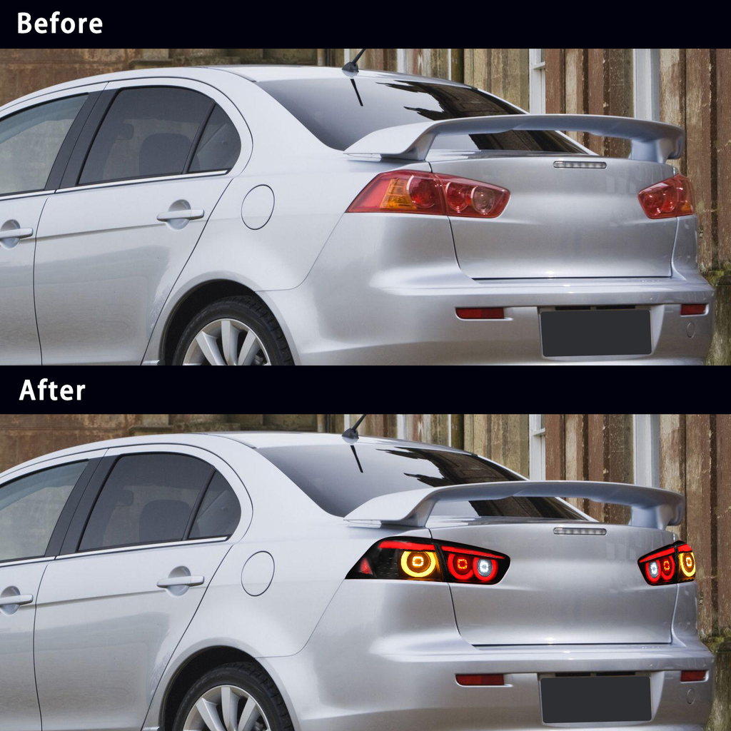 Mitsubishi Lancer EVO X 2008–2020 LED Taillights Assembly, Sequential Turn Signals, Plug & Play