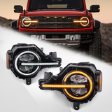 For Ford Bronco LED Projector Headlights 2021–2025 Fits All Trim Levels and Raptor 2/4 Door Pair