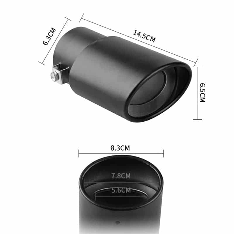 Car exhaust tip 63mm (2.5 inches) universal black matte exhaust tip