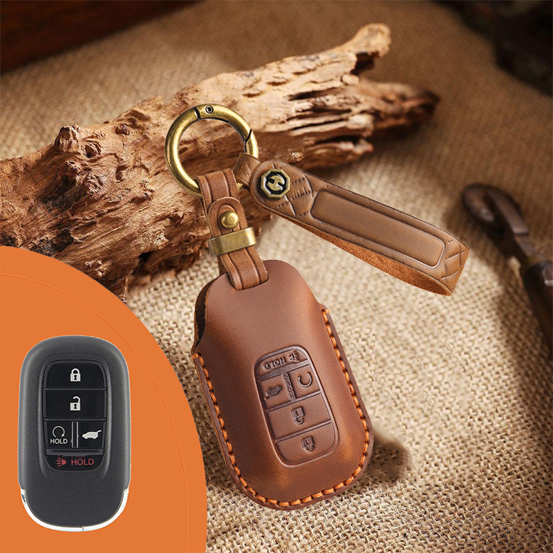 Genuine Leather Key Fob Cover for Honda