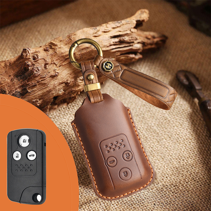 Genuine Leather Key Fob Cover for Honda