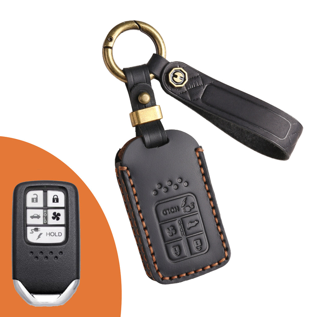 Genuine Leather Key Fob Cover for Honda Civic, Accord, Pilot, CR-V, HR-V, Insight, Odyssey